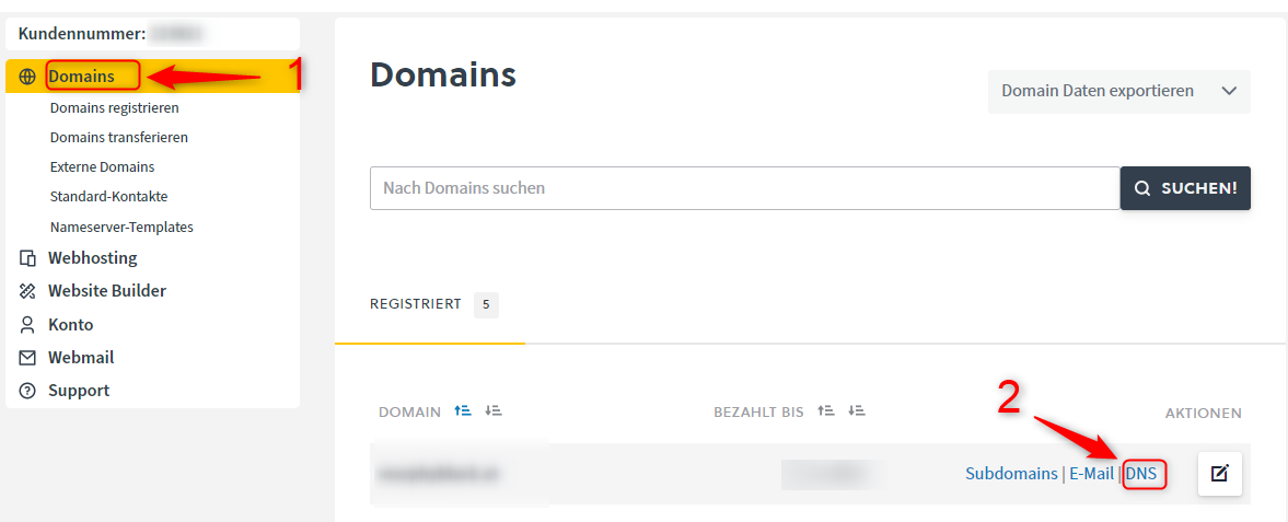 Controlpanel DNS-Verwaltung öffnen
