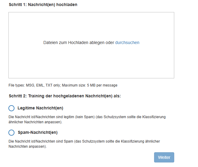 Voraussetzungen zum Trainieren von Nachrichten