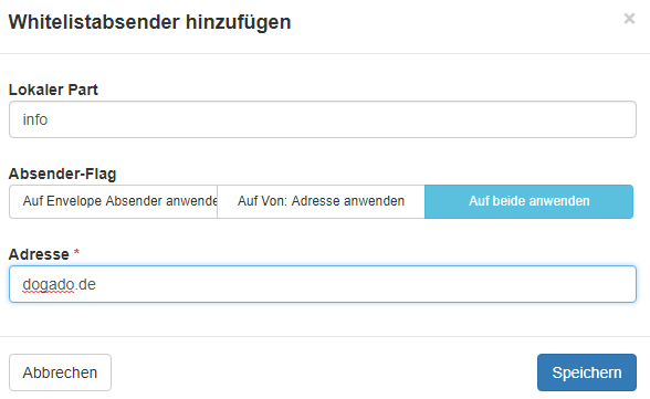 Whitelist Absender in Spam Control