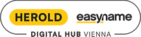 Gelb-schwarzes Logo auf schwarzem Hintergrund; links das Wort HEROLD in schwarzer Schrift, rechts gelbe Balken.