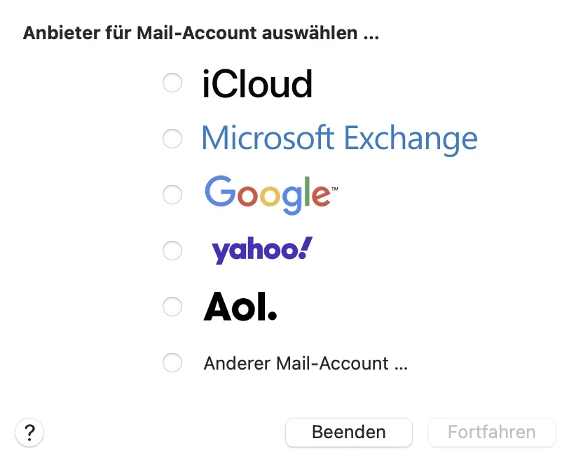 Apple Mail Einrichtung