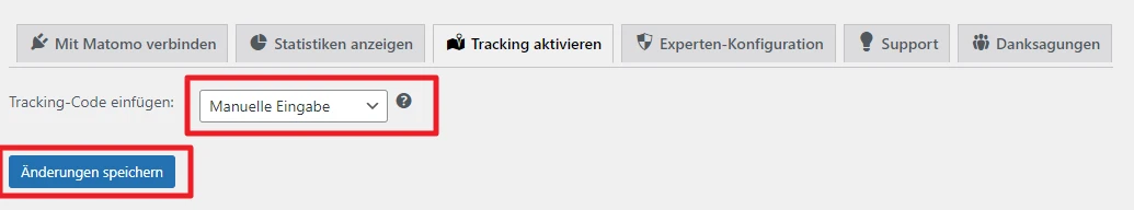 Screenshot eines UI-Fensters mit Menüleiste; markiert: Dropdown 'Manuelle Eingabe' und Button 'Änderungen speichern'.