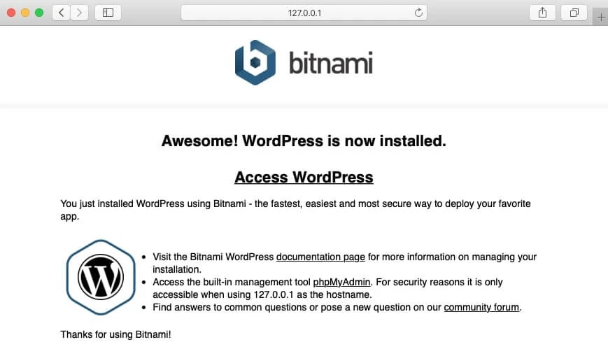 Installation Bitnami