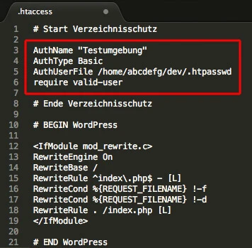 WordPress htaccess-Datei inkl. Verzeichnisschutz