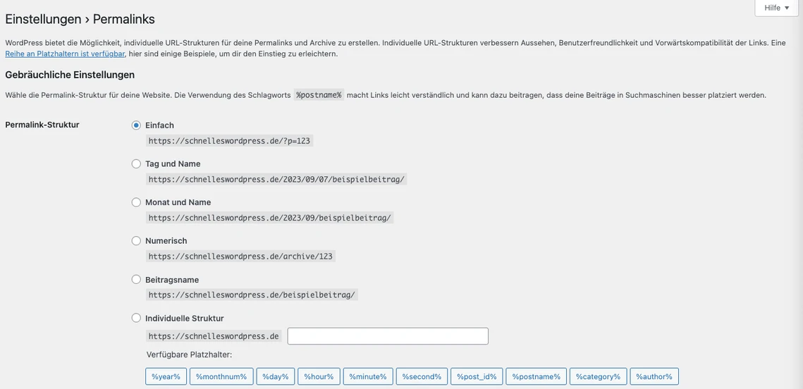Permalinks in WordPress einstellen