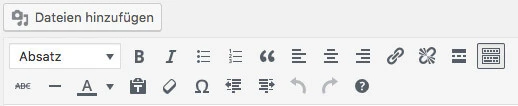 Die ausgeklappte Werzeugleiste im Texteditor Screenshot: WordPress Backend