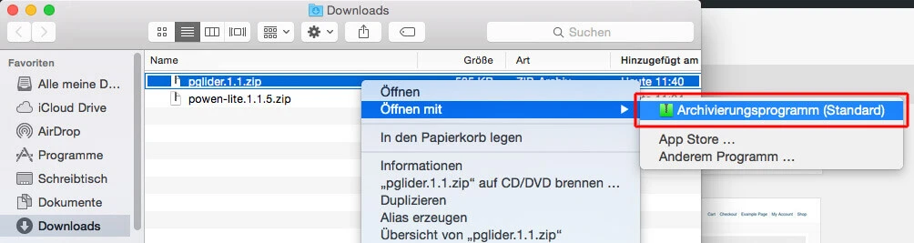 Theme entpacken