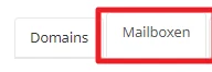 Zwei Registerkarten mit den Bezeichnungen Domains und Mailboxes; die Mailboxes-Registerkarte ist rot umrandet.