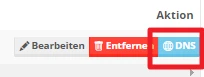 Leiste mit drei Schaltflächen: Bearbeiten (Stift-Symbol), Entfernen (Lösch-Icon), DNS (blaues Feld mit DNS-Symbol).