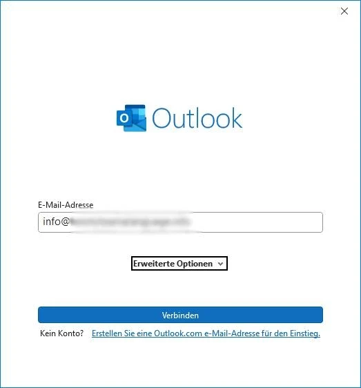 Outlook E-Mail-Adresse eingeben