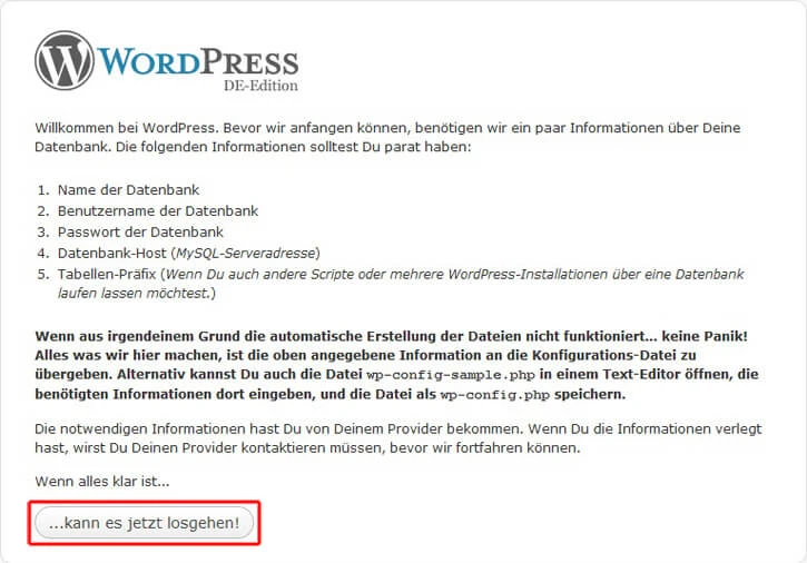 Manuelle WordPress Installation