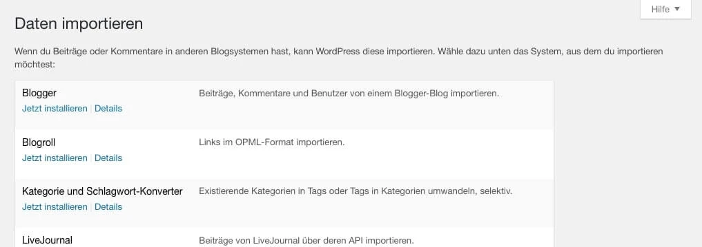 Das Plugin - dein Freund und Umzugshelfer: Beiträge und Kommentare werden so automatisch vom alten auf den neuen Blog transferiert.