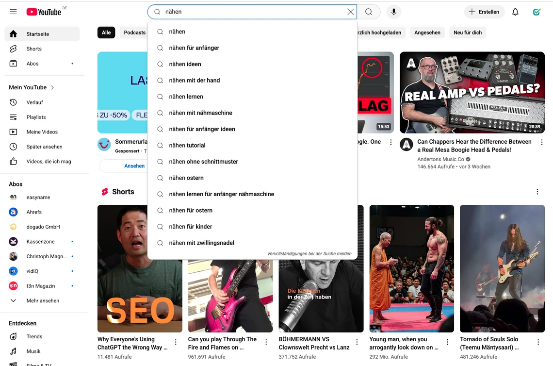 YouTube Suggests