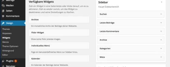 Nicht benötigte Elemente in der Sidebar kannst du per drag drop entfernen.