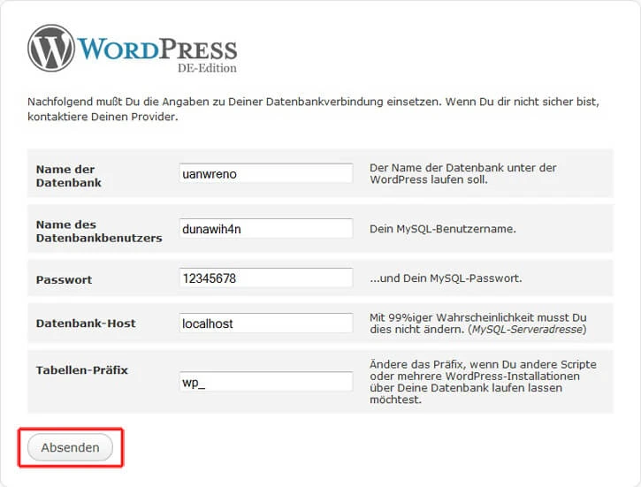 Manuelle WordPress Installation