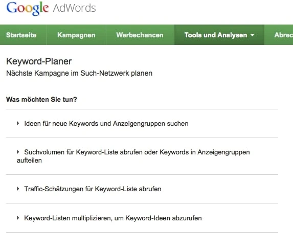 AdWords Keyword Planner