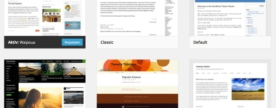 Bei WordPress gibt es bereits eine Auswahl kostenloser Standard-Themes - mehr Layout-Möglichkeiten findest Du im Netz.