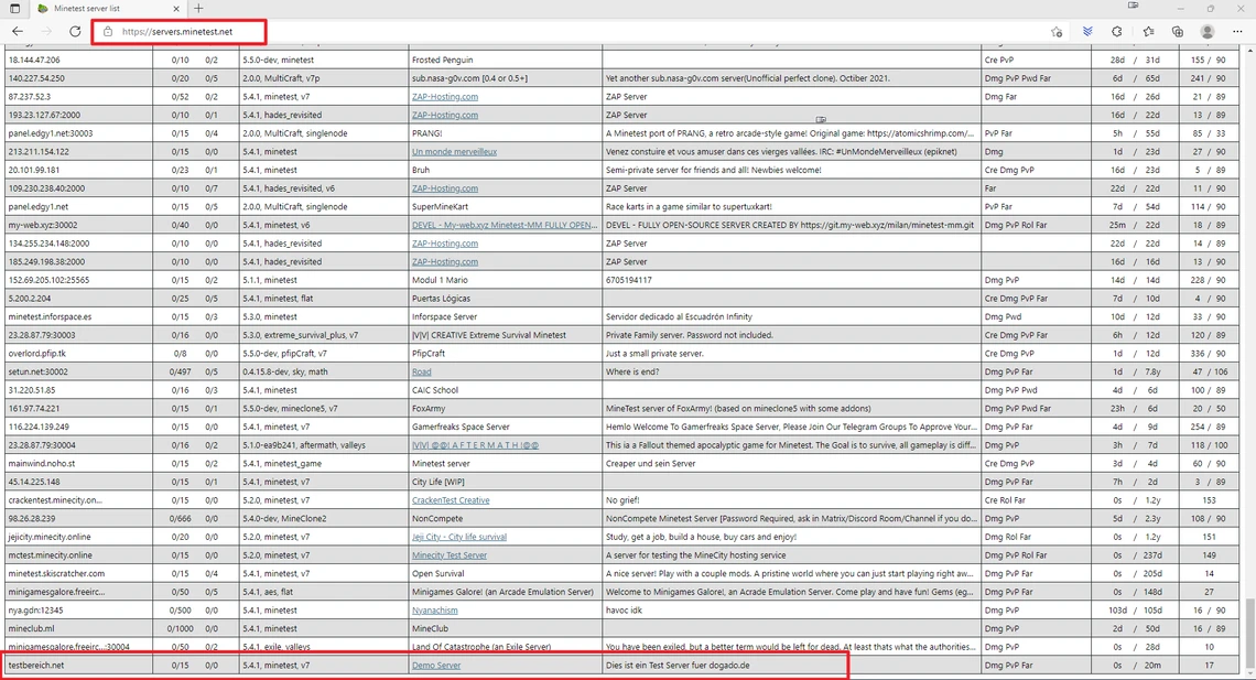 Screenshot eines Dateimanagers mit tabellarischer Liste: Spalten Name, Datum, Typ; rote Rahmen um Suchleiste und Fußzeile.