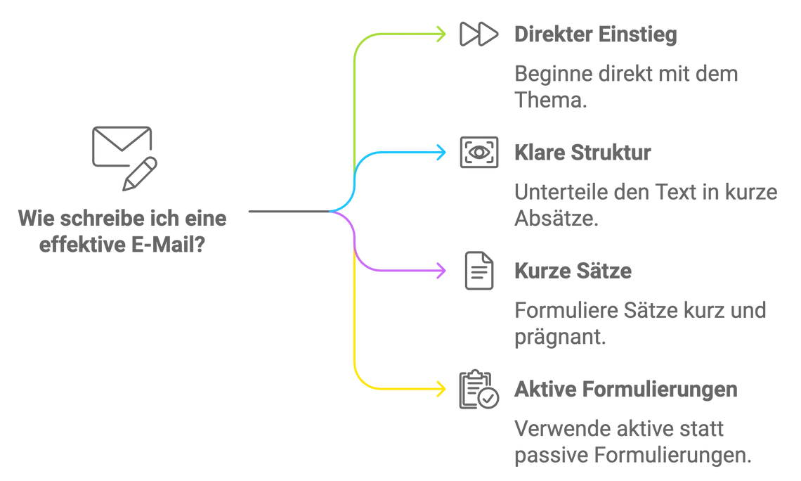 Effektive E-Mail schreiben als Mindmap verbildlicht