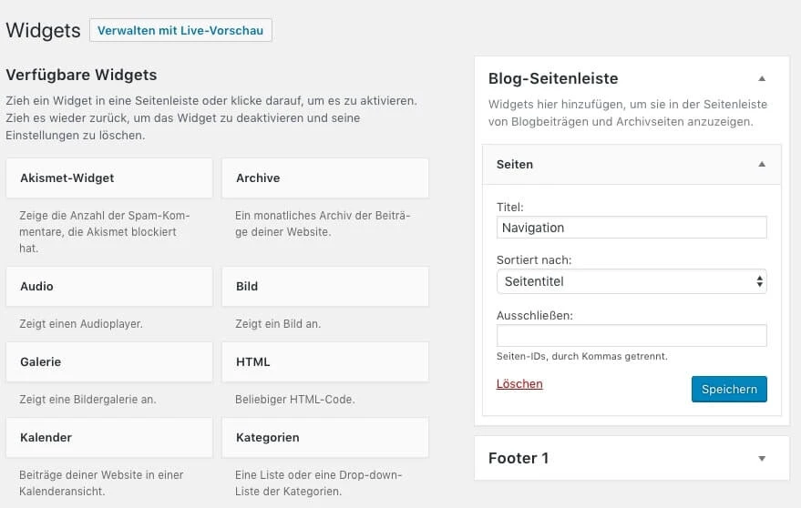 Seiten-Widget in der Seitenleiste