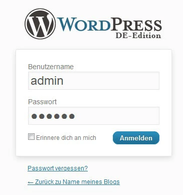 Anmeldemaske Wordpress