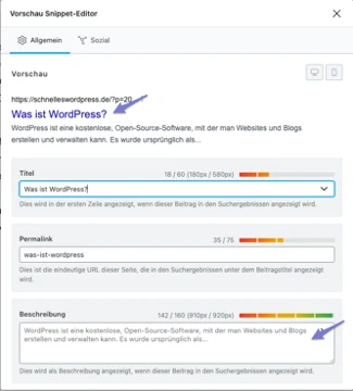 Snippet Editor in Rank Math