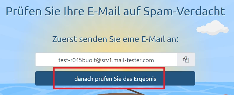 Blauer Himmel mit Wolken über dem Meer; E-Mail-Eingabefeld und dunkelblauer Button.