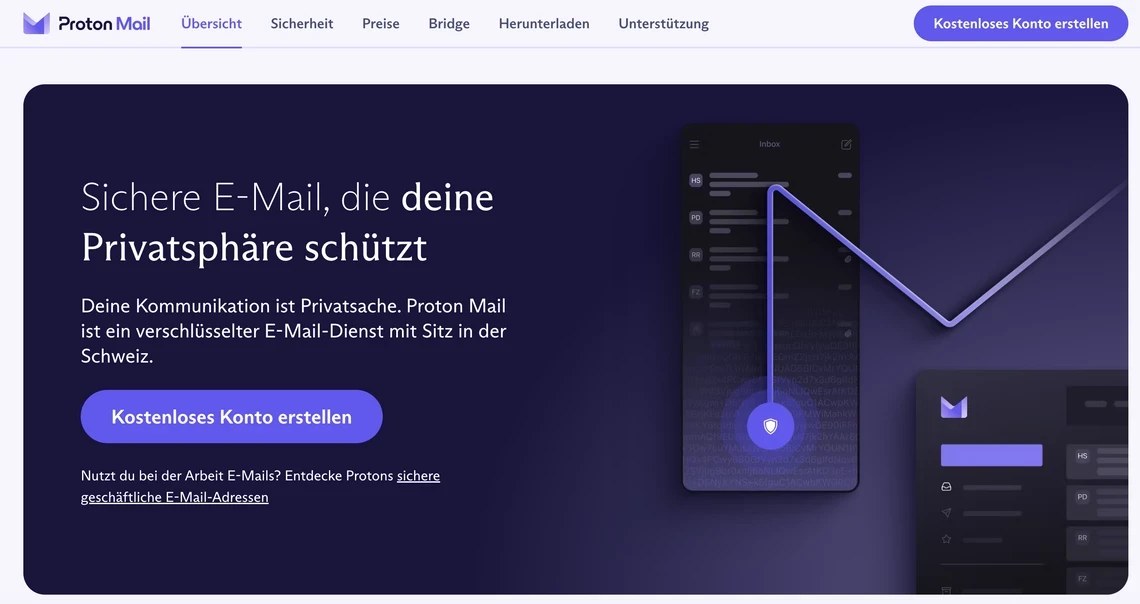 Proton Mail Startseite