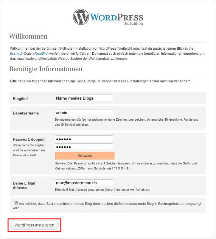 Installation WordPress