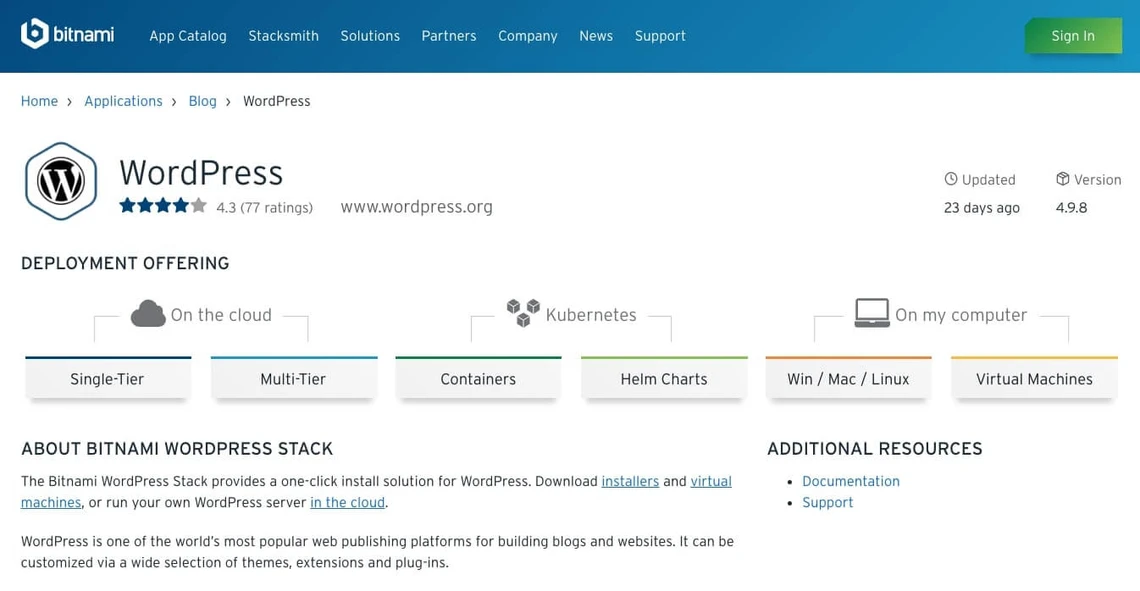 Screenshot von https://bitnami.com/stack/wordpress