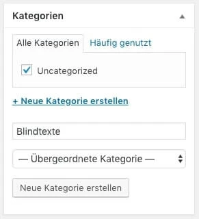 Kategorisierung des Beitrags in WordPress