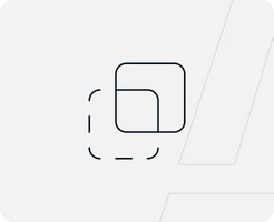 Abstraktes Logo: zwei ineinander verschachtelte, abgerundete Quadrate; links Bogenlinien.