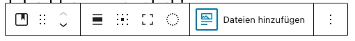 Symbolleiste mit mehreren Icons; hervorgehobene Schaltfläche 'Dateien hinzufügen'.