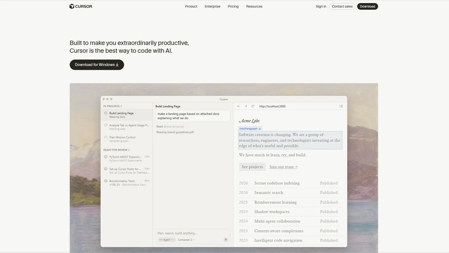 Screenshot einer hellen Software-Oberfläche mit drei Spalten vor beigem Hintergrund.